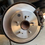 Final shot of the new left rear rotor and pads.