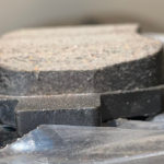 The left rear brake pads with a good one for size comparisson.